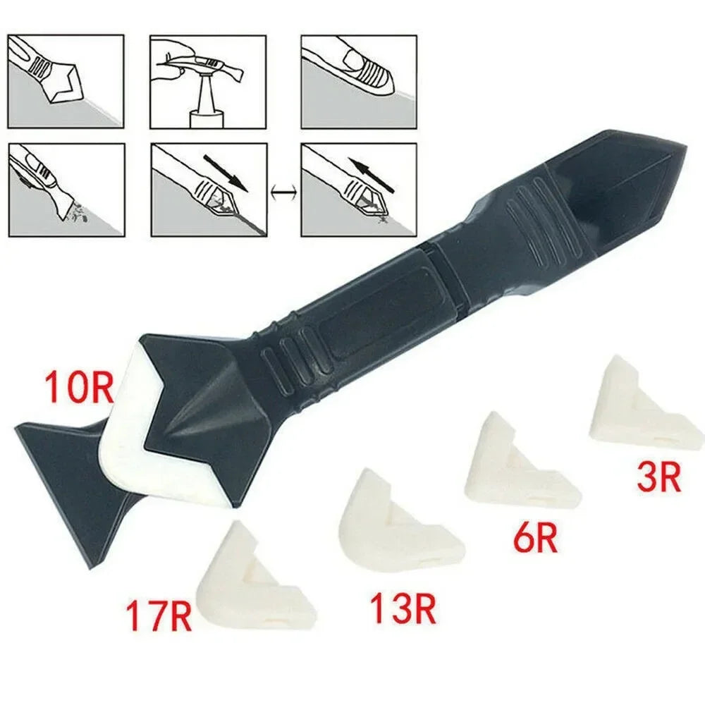 3-in-1 Silicone Caulking Tool — Scraper, Grout Remover & Finishing Ki