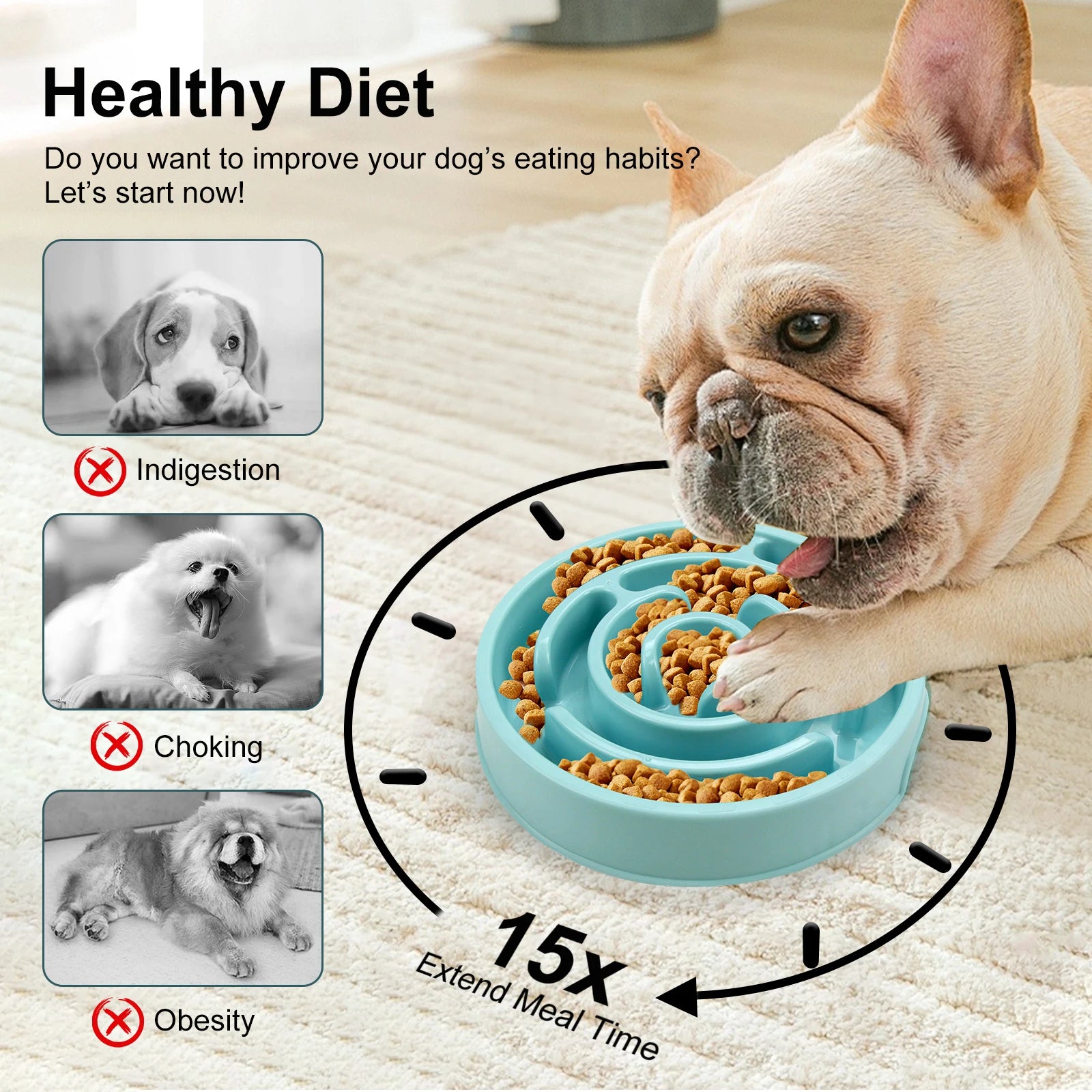 Slow Feeder Dog Bowl — Anti-Bloat Puzzle Bowl for Dogs & Cats