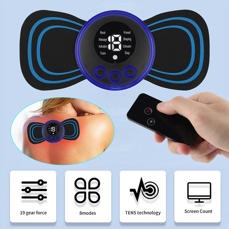 EMS Neck & Body Massager — TENS Pulse Muscle Stimulator with 19 Intensity Levels