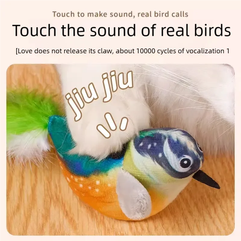 Interactive Cat Toy — Electric Birdie Bouncer with Sound & Feathers