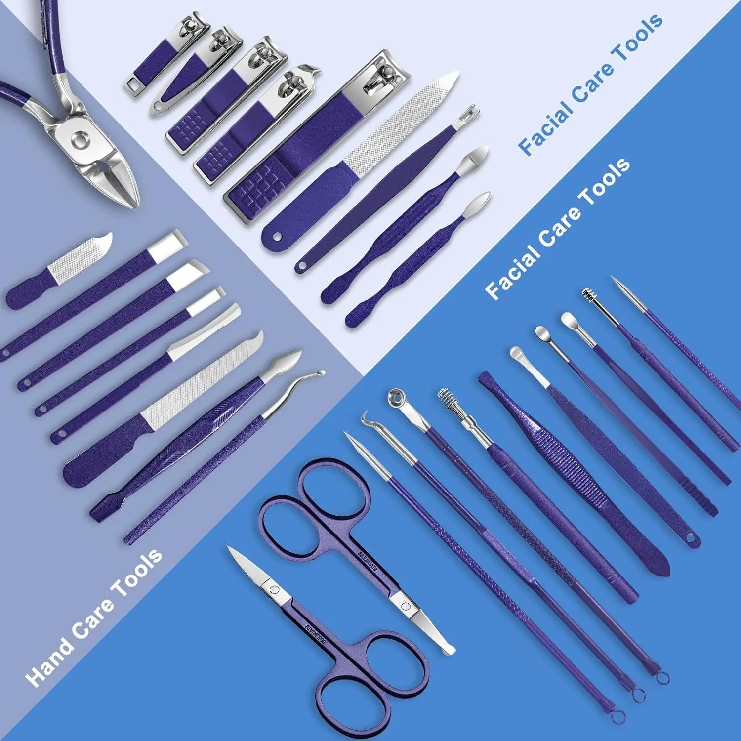 Stainless Steel Manicure Set — Nail Care Kit with Leather Case, 9 or 30 Piece