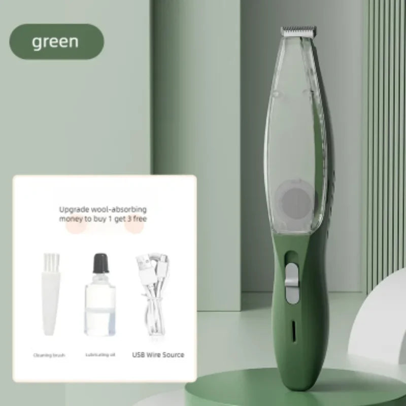 Pet Grooming Vacuum Kit — Electric Clipper & Trimmer with Suction for Dogs & Cats