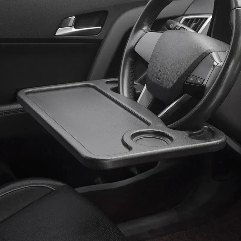 Portable Car Steering Wheel Desk — Foldable Laptop & Food Tray for Drivers