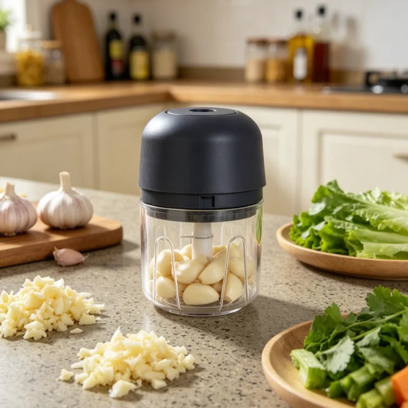 Electric Mini Food Chopper — USB Rechargeable Garlic Press & Vegetable Grinder