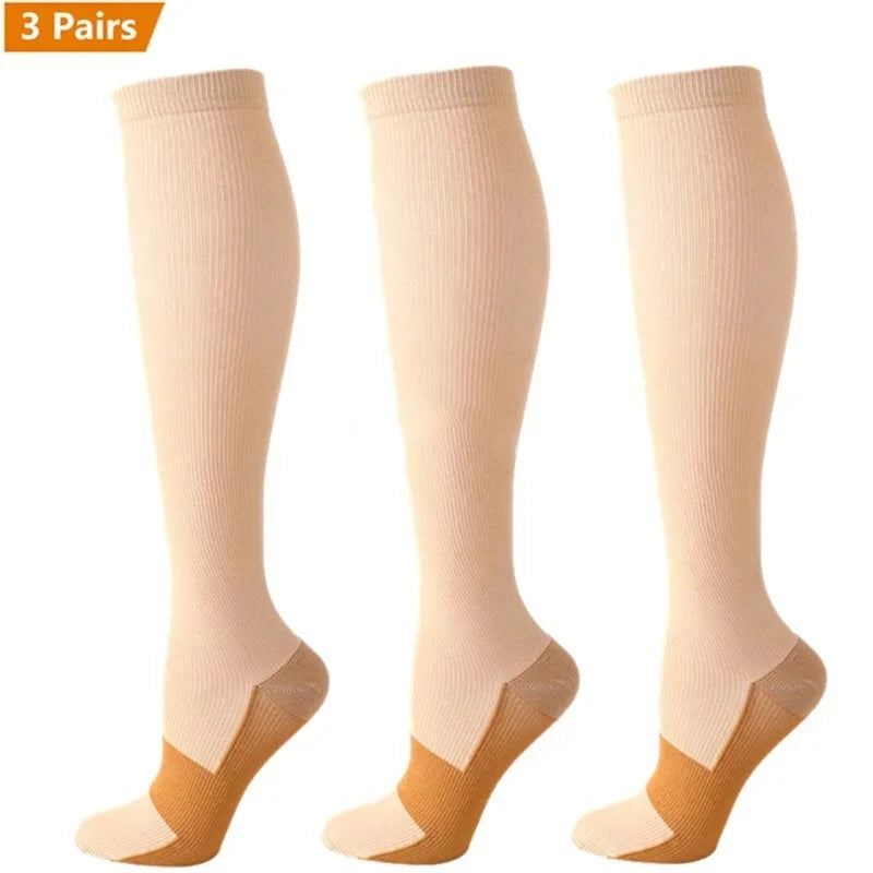 Compression Socks 3-Pack — Graduated Knee-High Socks for Women & Men