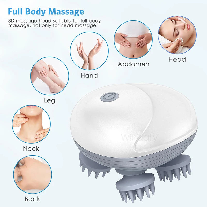 Electric Scalp Massager — 4-Head Deep Kneading for Stress Relief & Relaxation