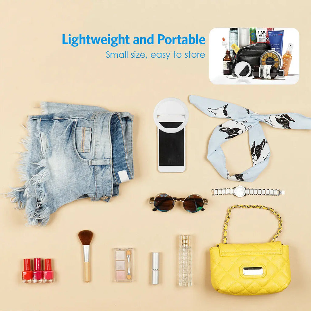 Clip-On Selfie Ring Light — Portable LED Fill Light with 3 Brightness Modes