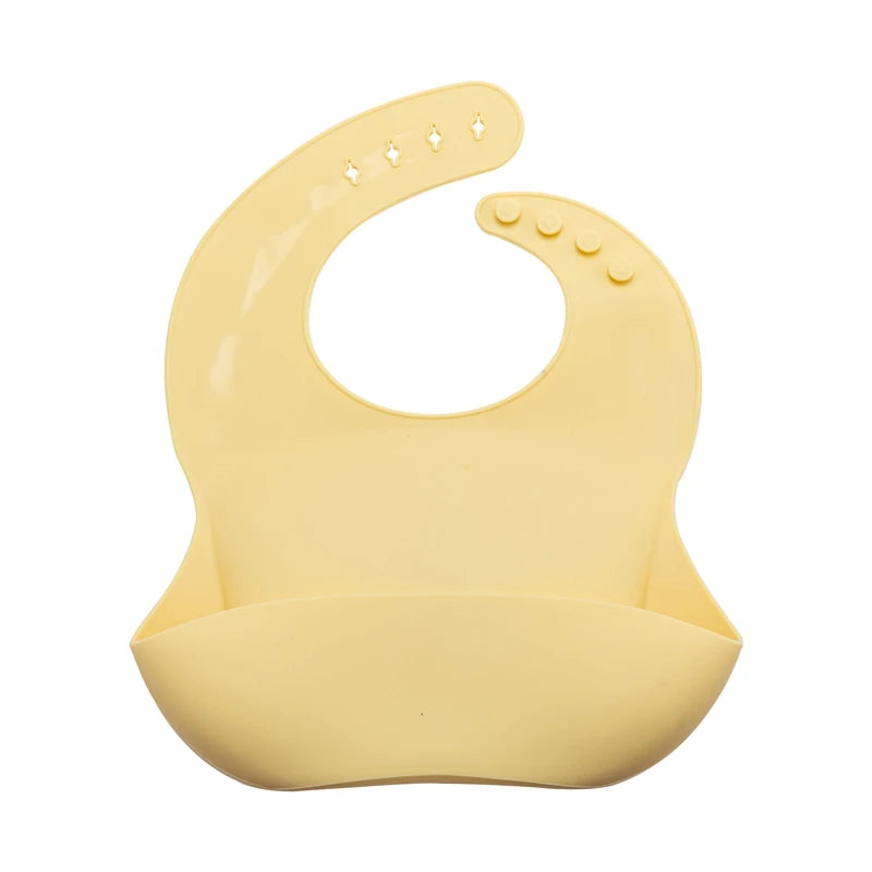 Silicone Baby Bib — Adjustable Waterproof Feeding Bib with Catch Pocket