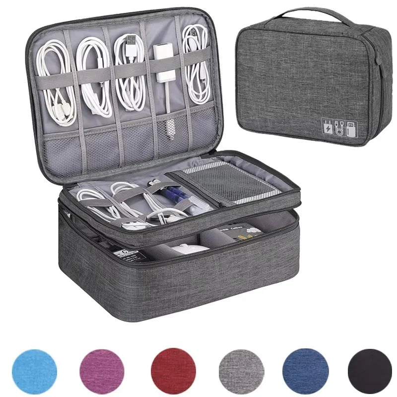 Travel Cable Organizer Case — Waterproof Tech Pouch for Cables, Chargers & Accessories