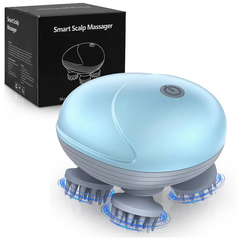 Electric Scalp Massager — 4-Head Deep Kneading for Stress Relief & Relaxation