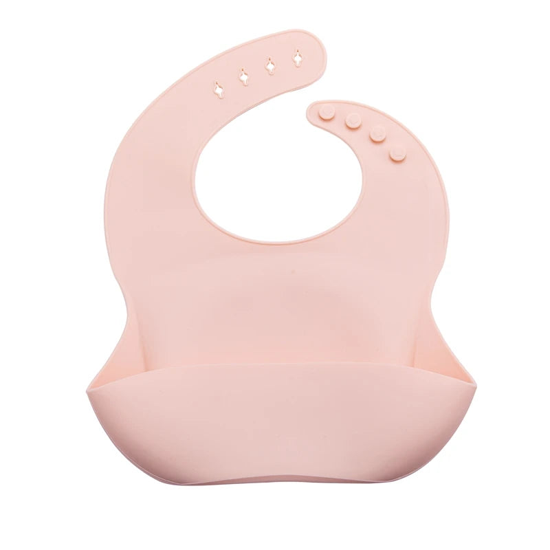 Silicone Baby Bib — Adjustable Waterproof Feeding Bib with Catch Pocket