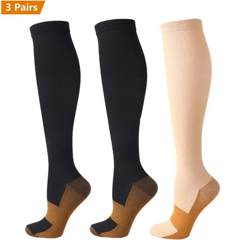 Compression Socks 3-Pack — Graduated Knee-High Socks for Women & Men