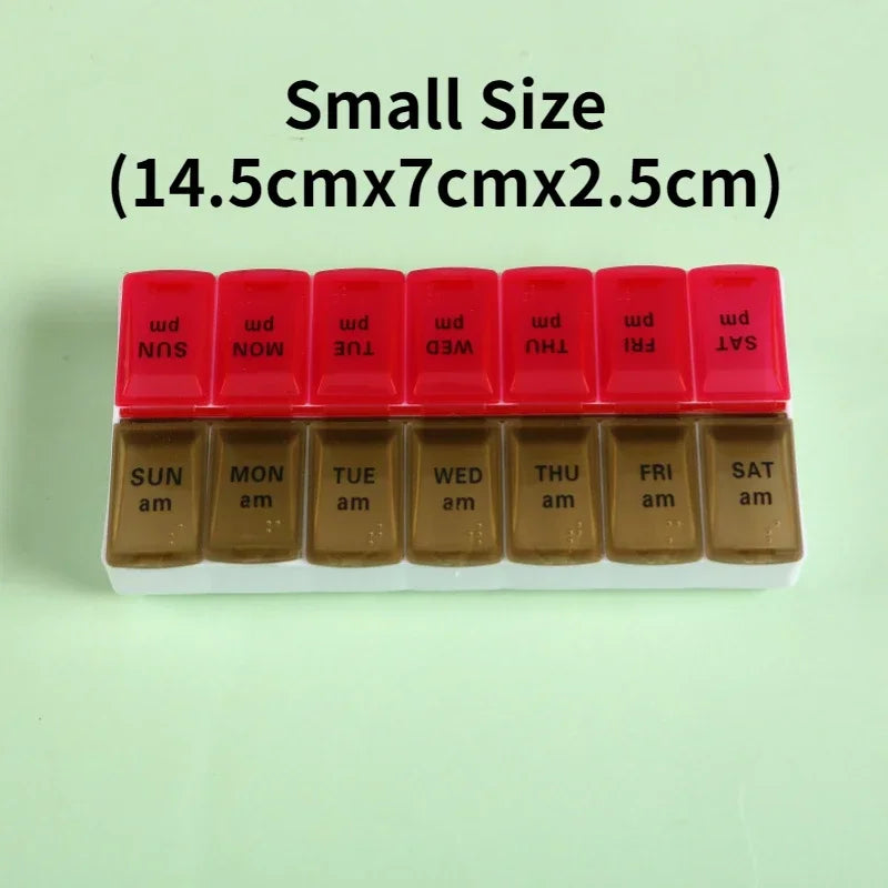 Weekly Pill Organizer — 7-Day 14-Grid Portable Pill Case Box