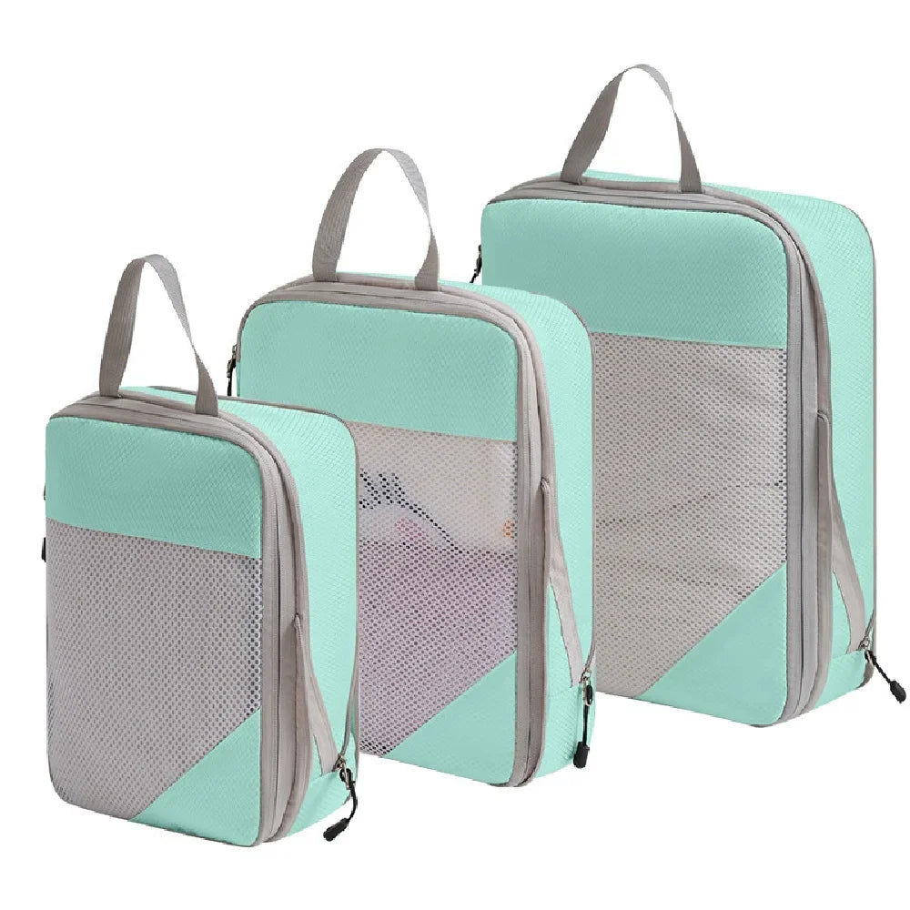 Compression Packing Cubes — Expandable Travel Organizer Set for Suitcases