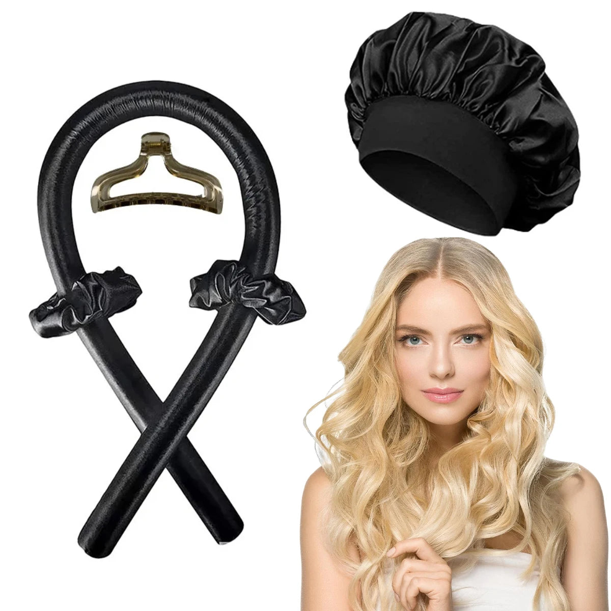 Heatless Curling Rod Headband — Satin Overnight Hair Curler Set