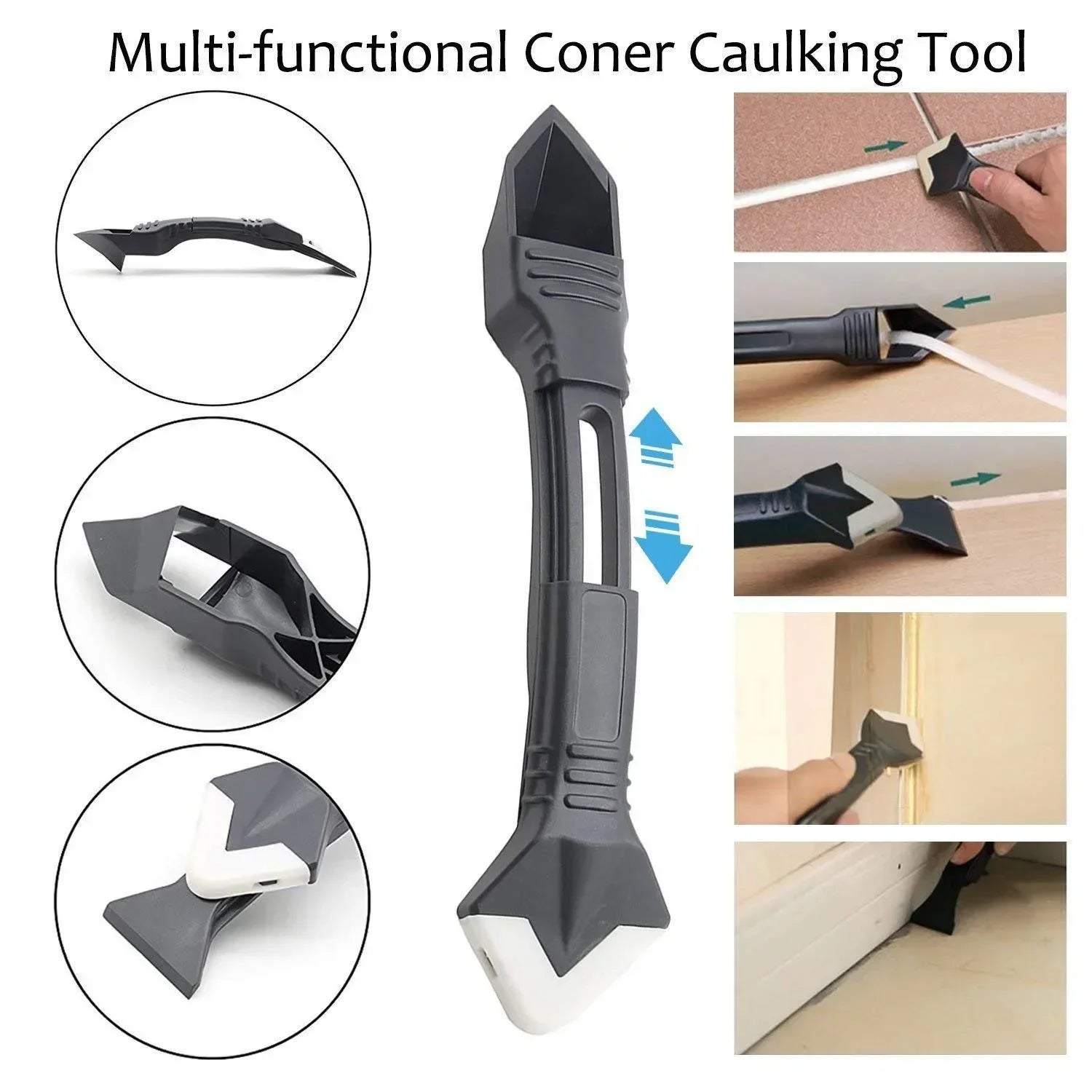 3-in-1 Silicone Caulking Tool — Scraper, Grout Remover & Finishing Ki