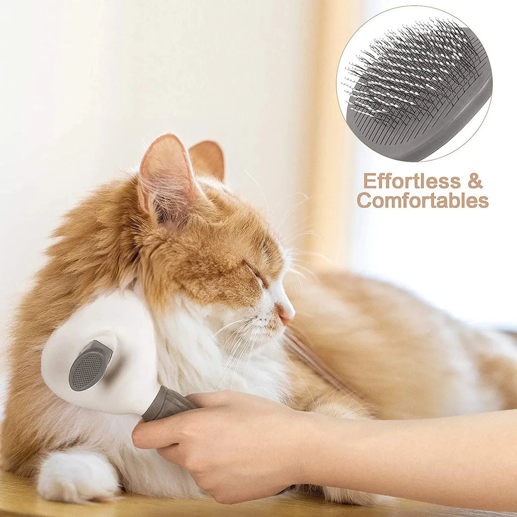 Self-Cleaning Slicker Brush — Gentle Pet Grooming for Dogs & Cats