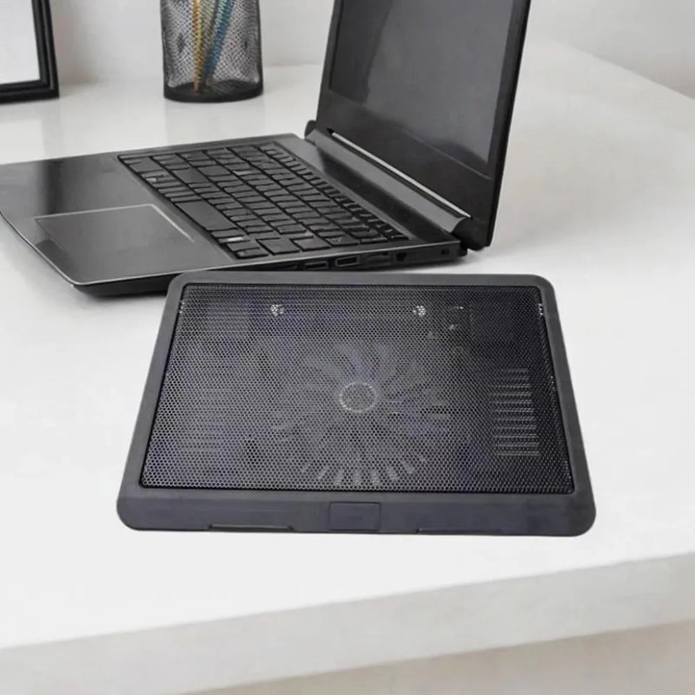 Laptop Cooling Pad — Adjustable Metal Mesh Stand with Dual Fans & LED Light