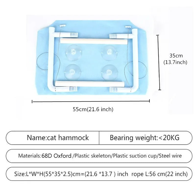 Cat Window Hammock — Suction Cup Perch Bed for Indoor Cats