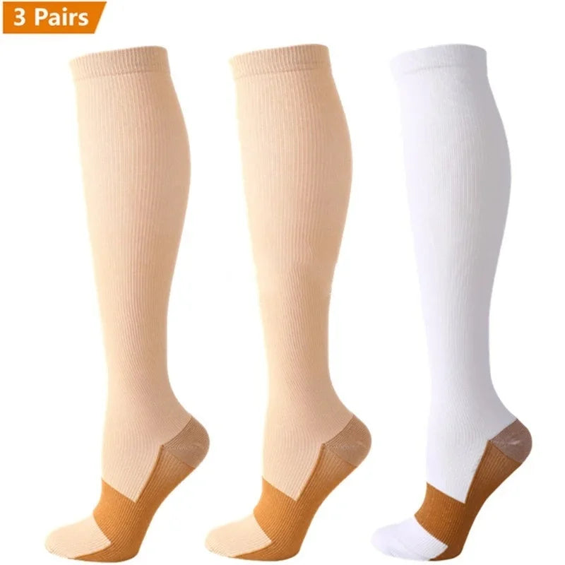 Compression Socks 3-Pack — Graduated Knee-High Socks for Women & Men