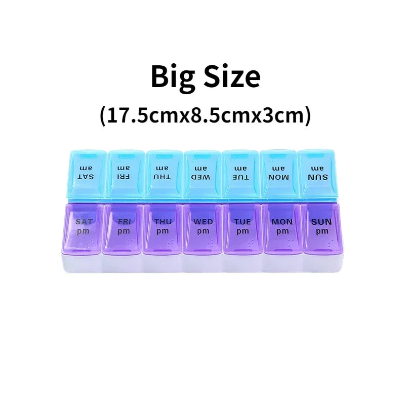 Weekly Pill Organizer — 7-Day 14-Grid Portable Pill Case Box