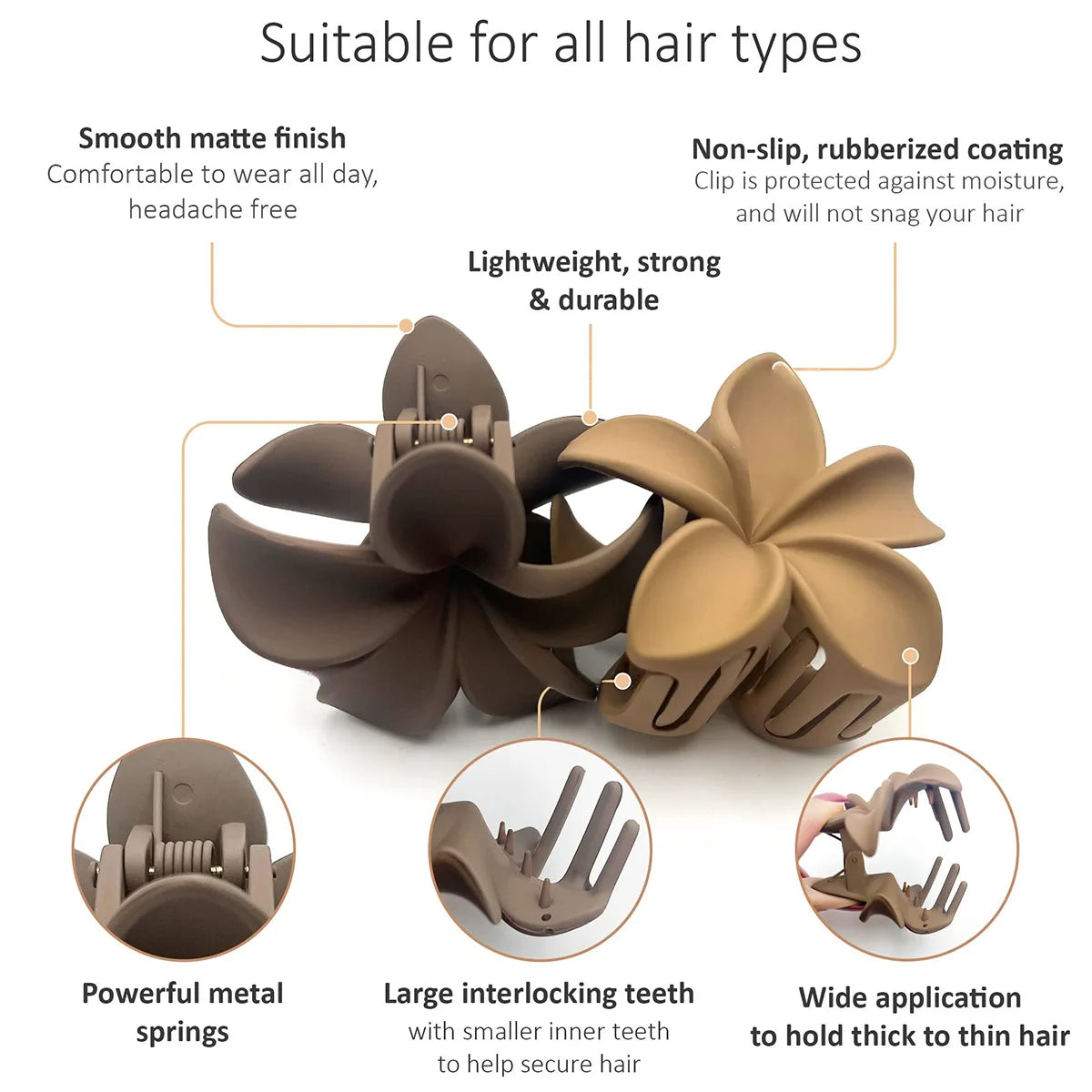 Large Flower Matte Hair Claw Clip — 18 Colors for Every Outfit & Mood