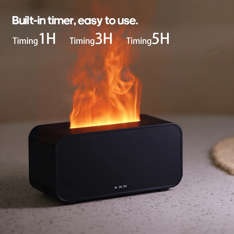Flame Effect Aroma Diffuser — USB Desktop Humidifier with 7-Color LED Light