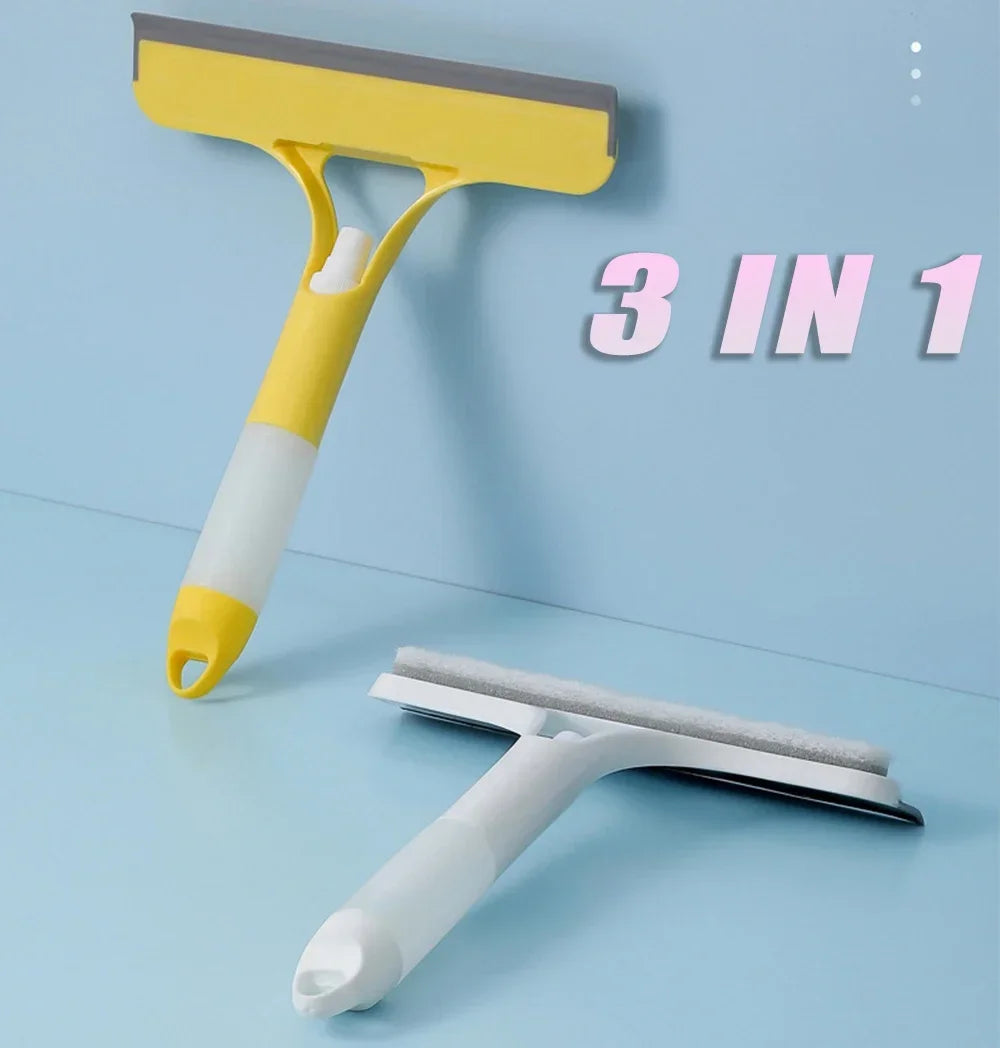 3-in-1 Window Cleaning Squeegee — Spray, Wipe & Scrub in One Tool