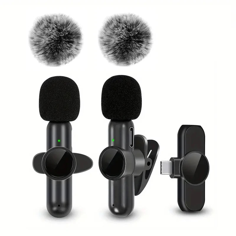 Wireless Lavalier Microphone — Clip-On Mic with Windproof Cover for iPhone & Android