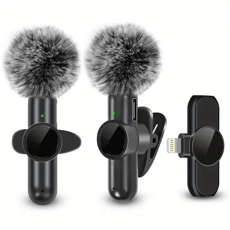 Wireless Lavalier Microphone — Clip-On Mic with Windproof Cover for iPhone & Android
