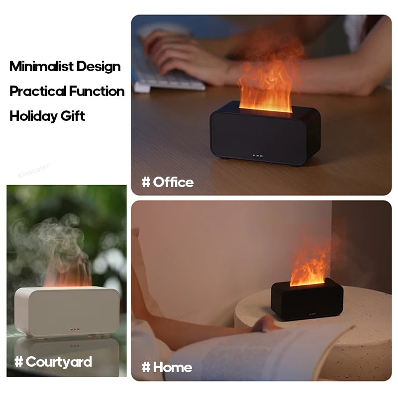Flame Effect Aroma Diffuser — USB Desktop Humidifier with 7-Color LED Light