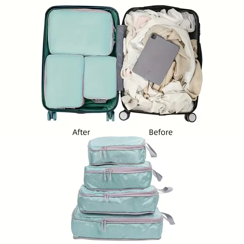 Compression Packing Cubes — Expandable Travel Organizer Set for Suitcases