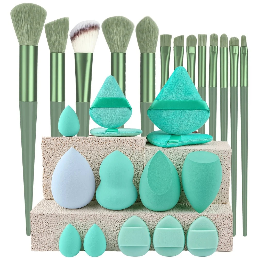 Makeup Brush Set with Travel Pouch — 13 or 27 Piece Cosmetic Brush Kit