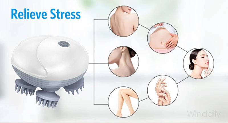 Electric Scalp Massager — 4-Head Deep Kneading for Stress Relief & Relaxation