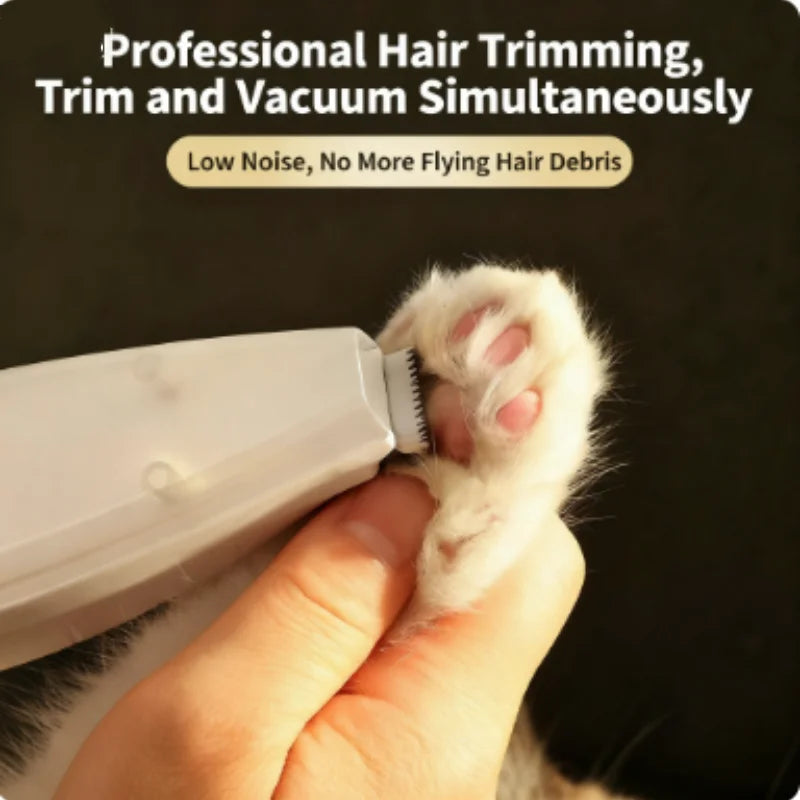 Pet Grooming Vacuum Kit — Electric Clipper & Trimmer with Suction for Dogs & Cats