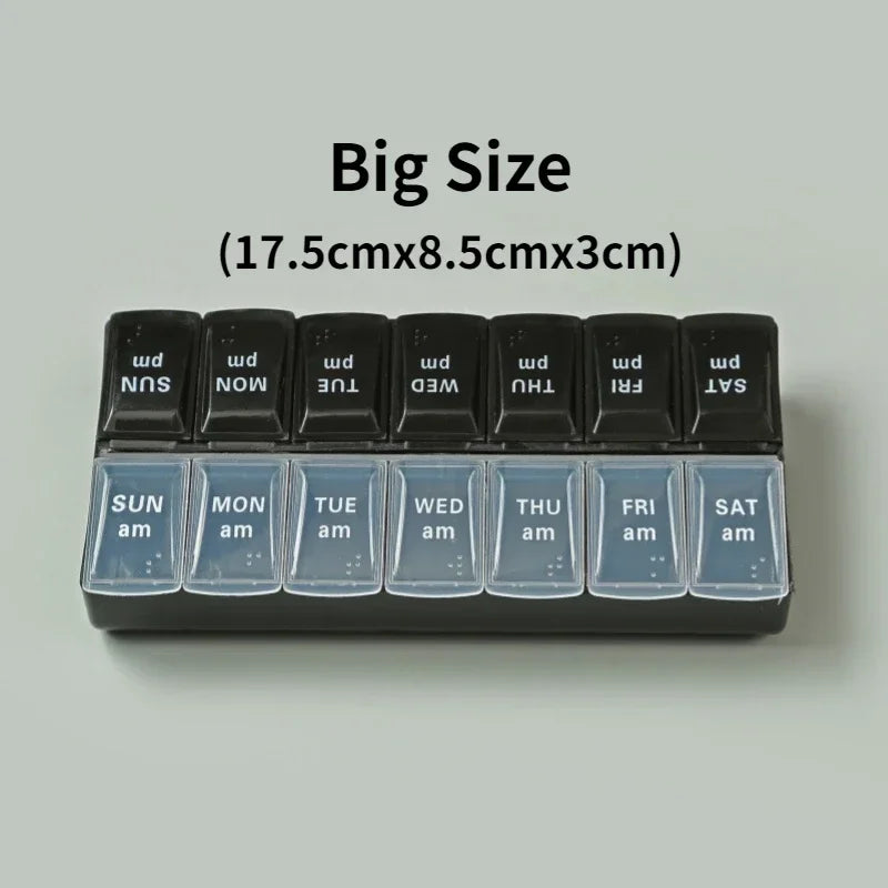 Weekly Pill Organizer — 7-Day 14-Grid Portable Pill Case Box
