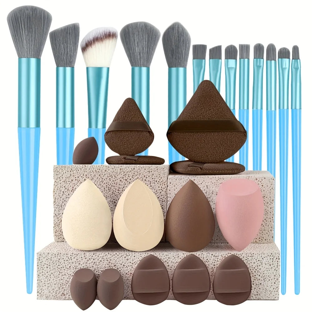 Makeup Brush Set with Travel Pouch — 13 or 27 Piece Cosmetic Brush Kit