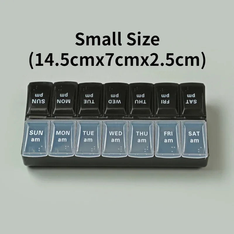 Weekly Pill Organizer — 7-Day 14-Grid Portable Pill Case Box