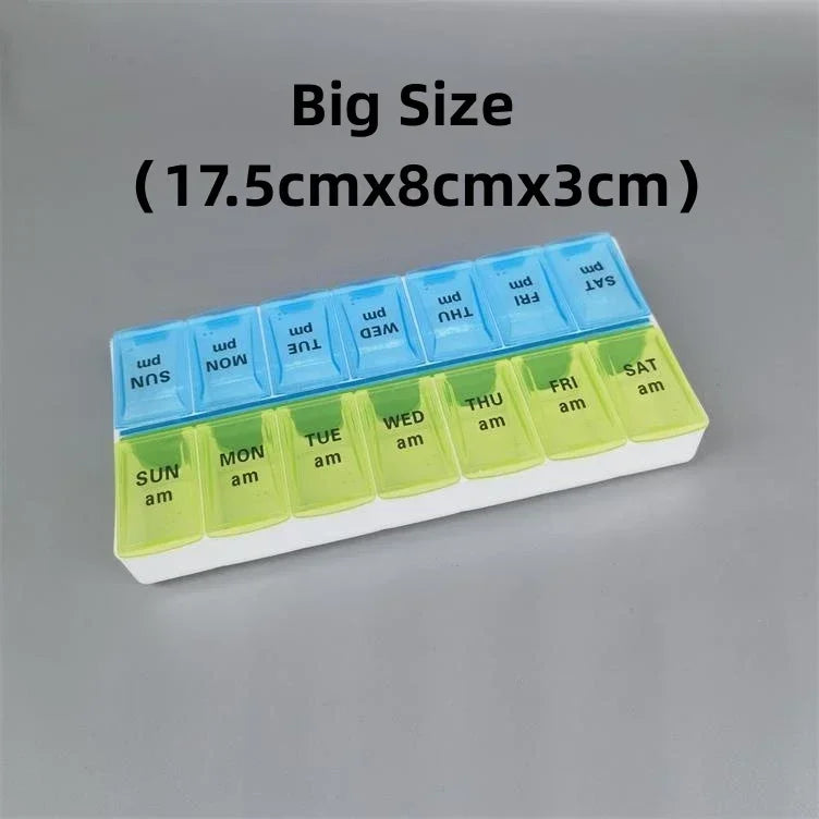 Weekly Pill Organizer — 7-Day 14-Grid Portable Pill Case Box