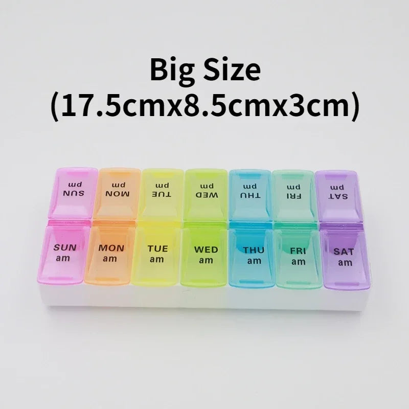 Weekly Pill Organizer — 7-Day 14-Grid Portable Pill Case Box