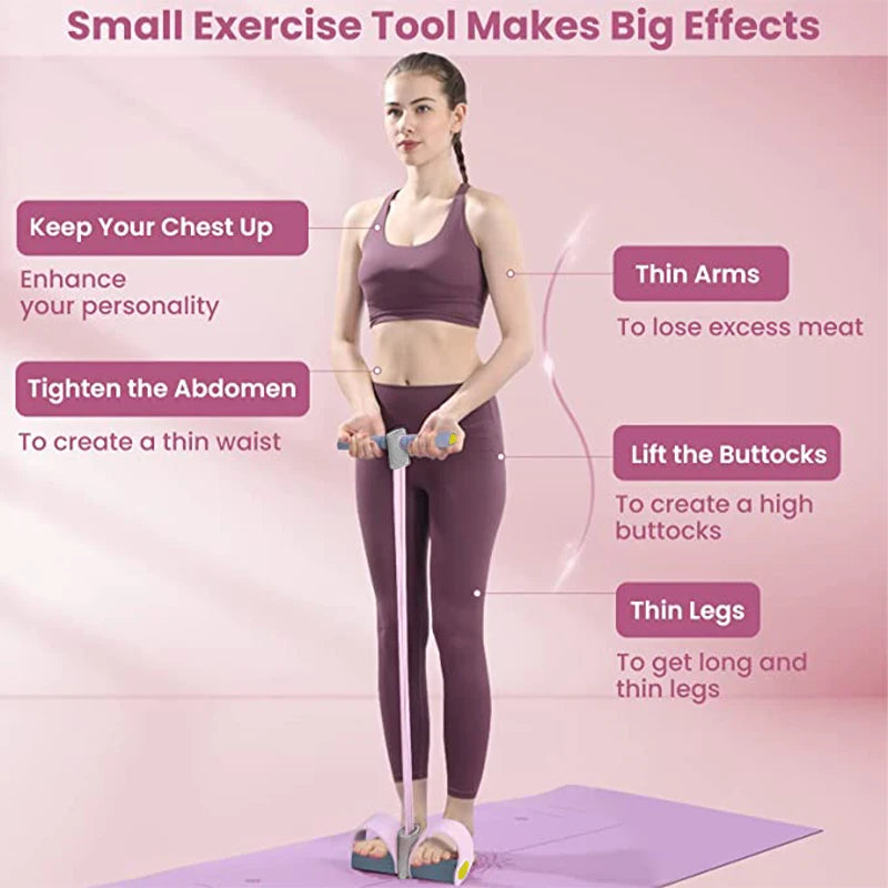 4-Tube Pedal Resistance Band — Full Body Workout for Abs, Arms & Legs