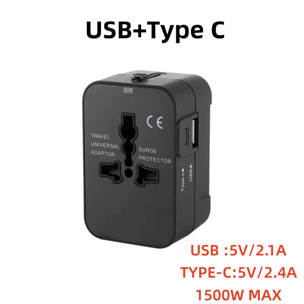 Universal Travel Power Adapter — Worldwide All-in-One Plug with Dual USB Ports