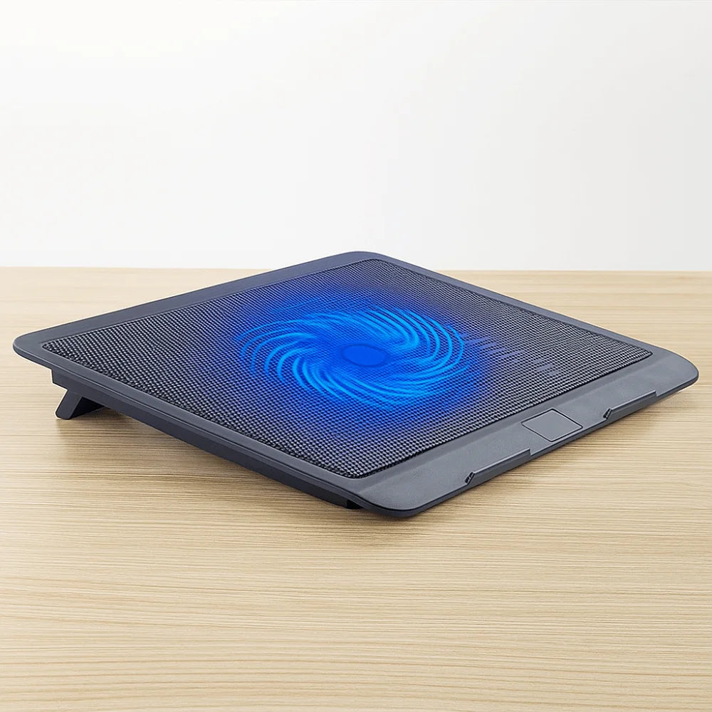 Laptop Cooling Pad — Adjustable Metal Mesh Stand with Dual Fans & LED Light