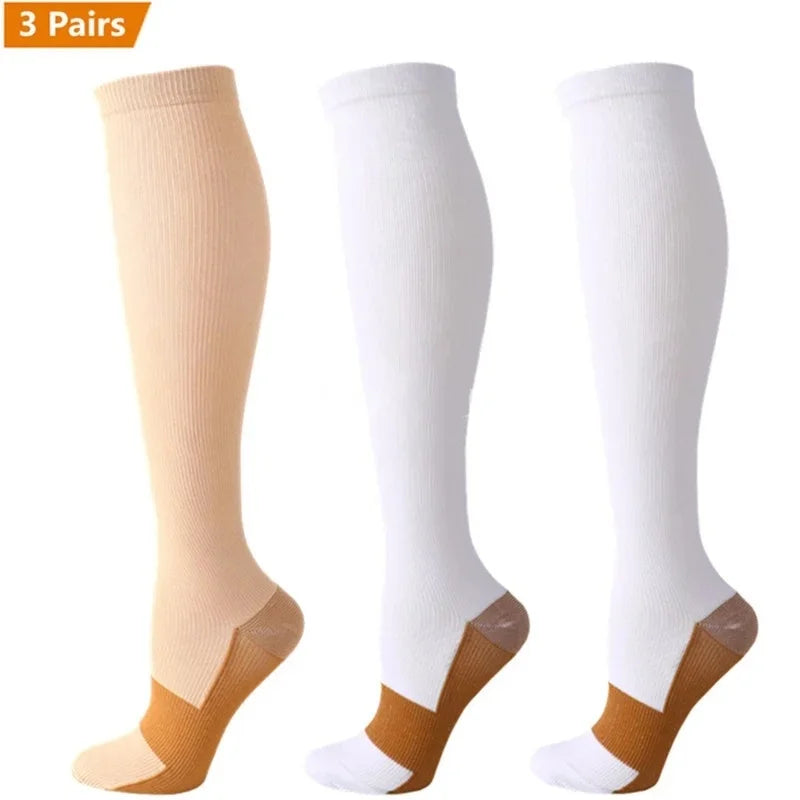 Compression Socks 3-Pack — Graduated Knee-High Socks for Women & Men