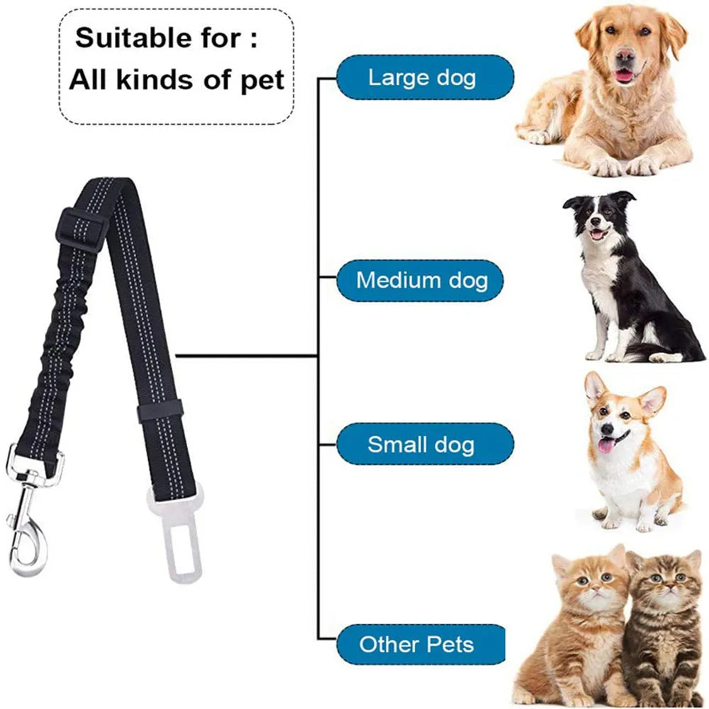 Adjustable Dog Seat Belt — Car Safety Harness for Dogs of All Sizes