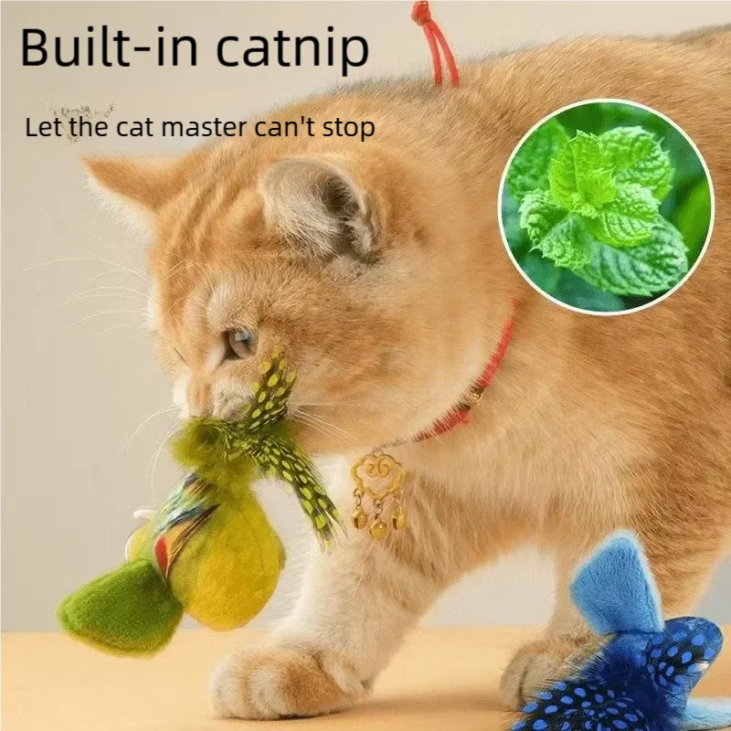 Interactive Cat Toy — Electric Birdie Bouncer with Sound & Feathers