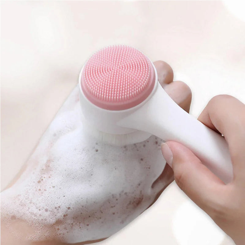 Double-Sided Silicone Facial Cleansing Brush — Gentle Exfoliator & Face Scrubber