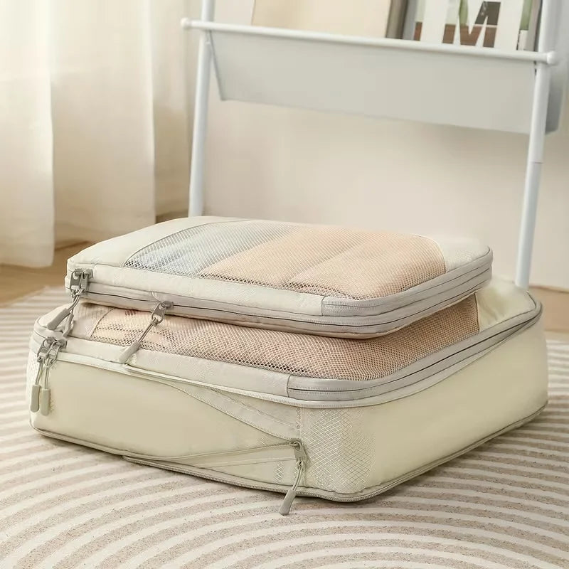 Compression Packing Cubes — Expandable Travel Organizer Set for Suitcases