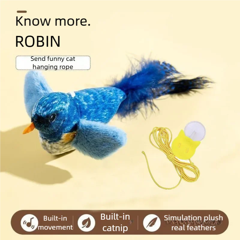 Interactive Cat Toy — Electric Birdie Bouncer with Sound & Feathers