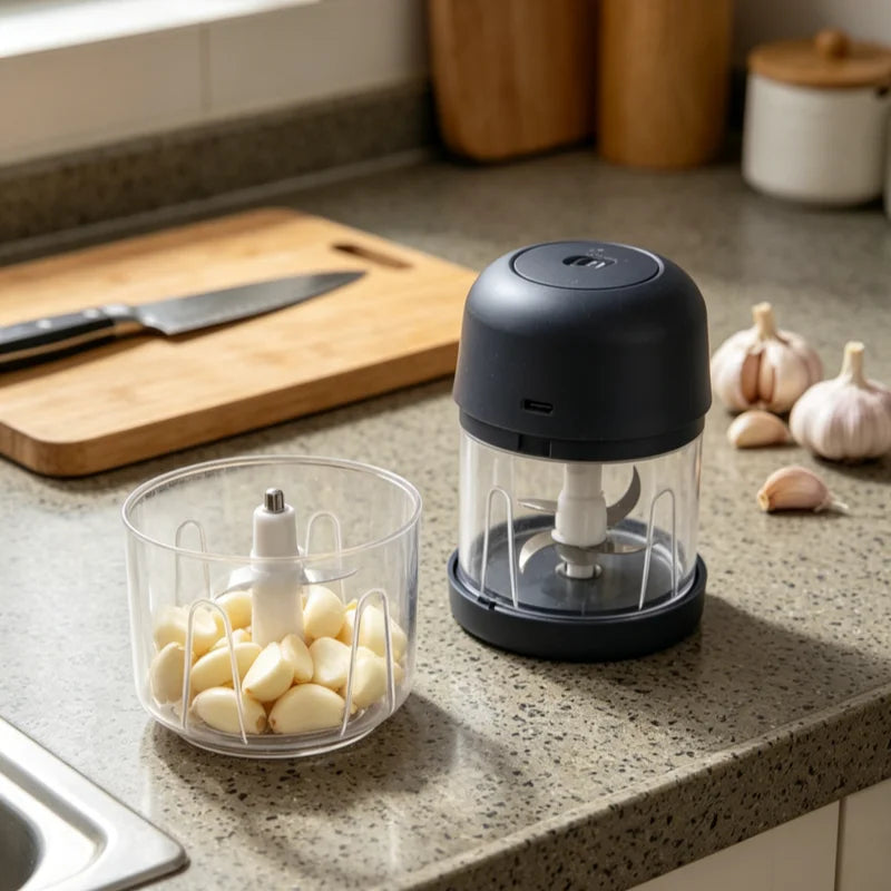 Electric Mini Food Chopper — USB Rechargeable Garlic Press & Vegetable Grinder